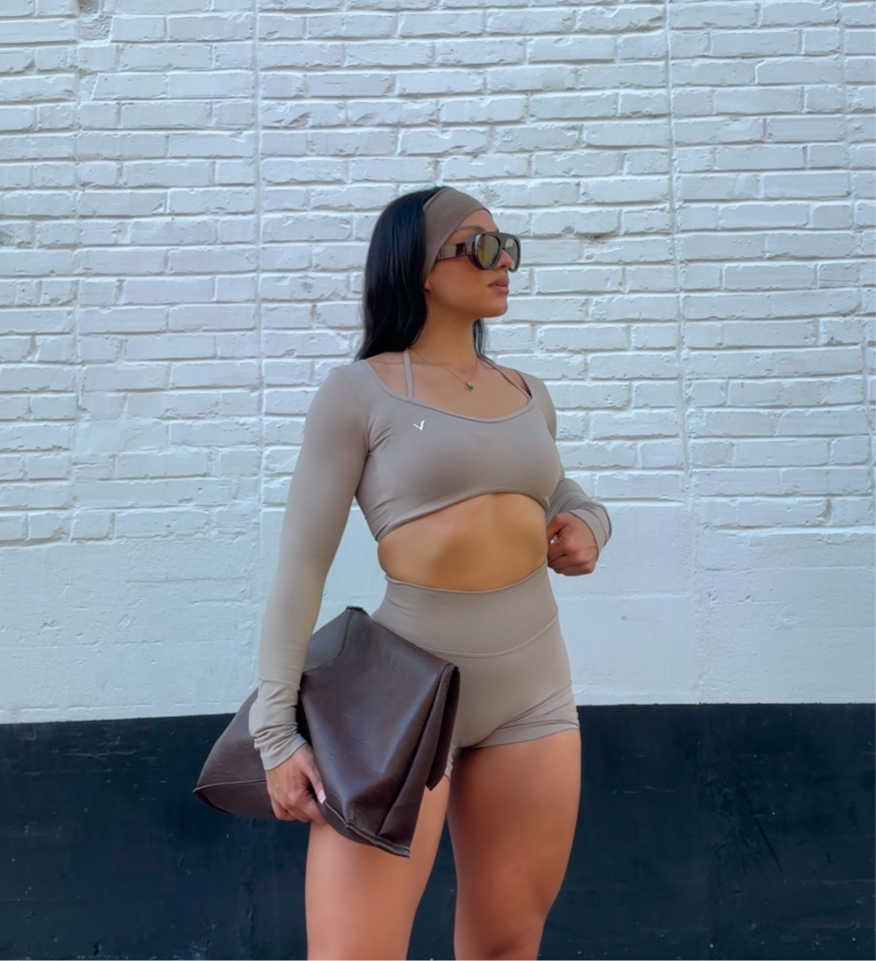 Elevé Long Sleeve Beige Top