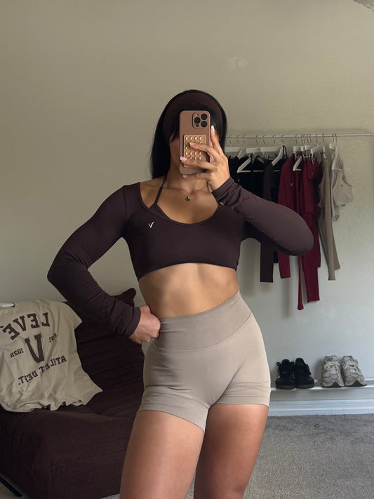 Elevé Long Sleeve Brown Top