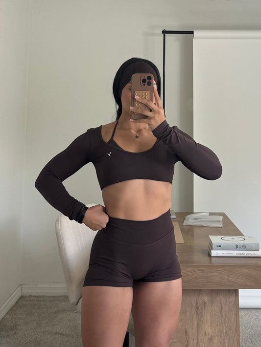 Elevé Chocolate Longsleeve and Short Set