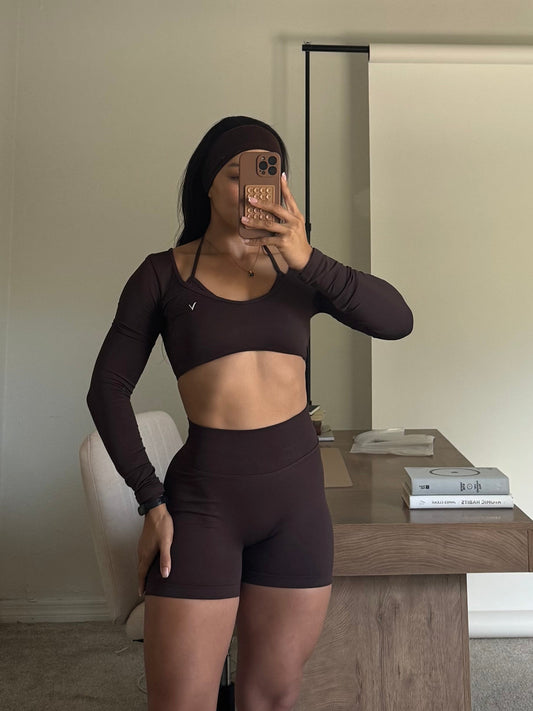 Elevé Chocolate Longsleeve and Short Set
